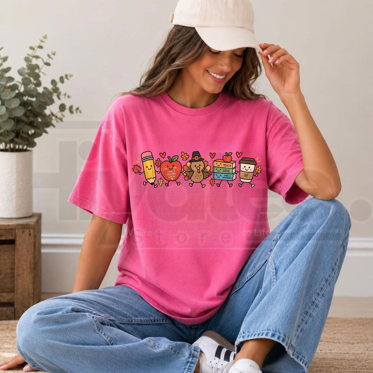 Comfort Colors Thanksgiving Teacher T-Shirt – Autumn Doodle Classroom Tee