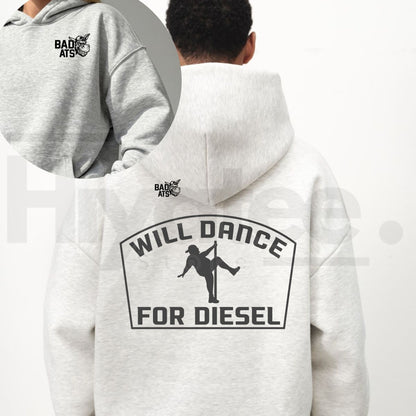 Men’s "Will Dance For Fuel" Graphic Hoodie – Funny Car & Boat Enthusiast Cotton Pullover