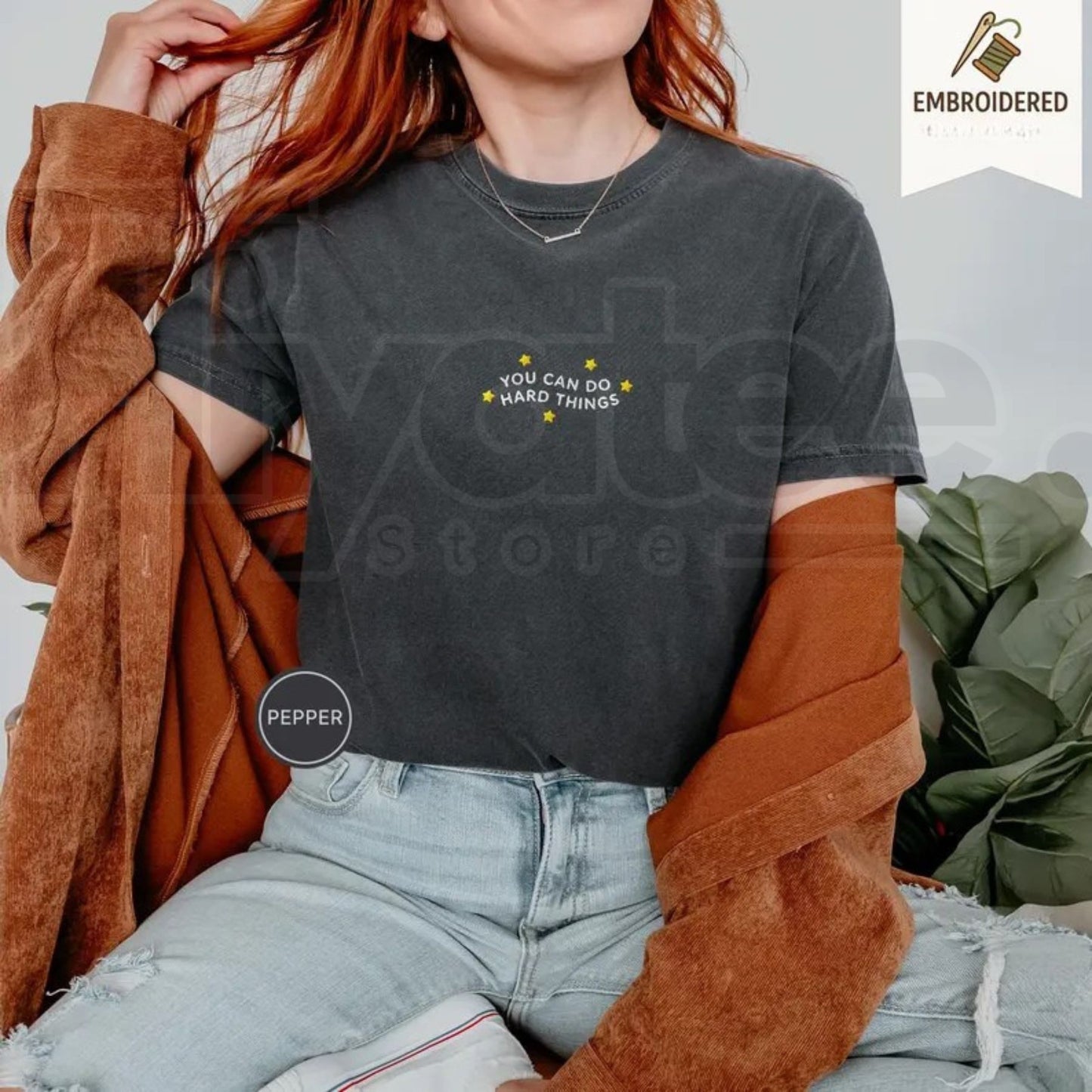 Embroidered Comfort Colors® You Can Do Hard Things T-Shirt