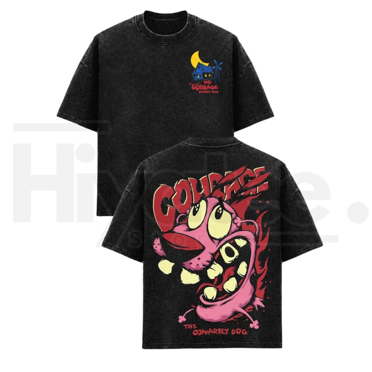 Courage the Cowardly Dog Vintage Washed T-Shirt – Y2K Nostalgia Oversized Cotton Graphic Tee
