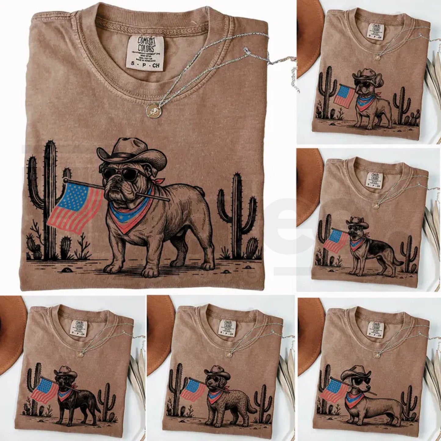 Comfort Colors® Patriotic Western Cowboy Dog Shirt – 4th of July USA Flag Dog Lover Tee
