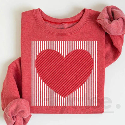 Retro Valentines Heart Sweatshirt: Cute Love Crewneck for Teachers, Moms & Women