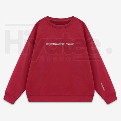 Cry A Lot! Wipe Tears Here Crewneck: Funny Aesthetic Emotional Graphic Sweatshirt