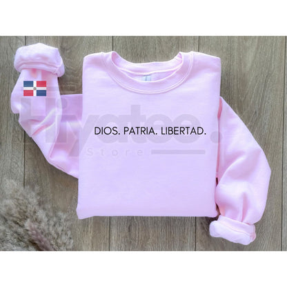 DIOS.PATRIA.LIBERTAD Sweatshirt: Dominican Republic National Motto Jumper, Patriotic Spanish Pride Crewneck, DR Heritage Gift