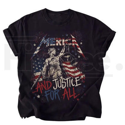 Merica and Justice For All Fourth of July T-Shirt & Tank Top – Progressive Patriotic Graphic Tee