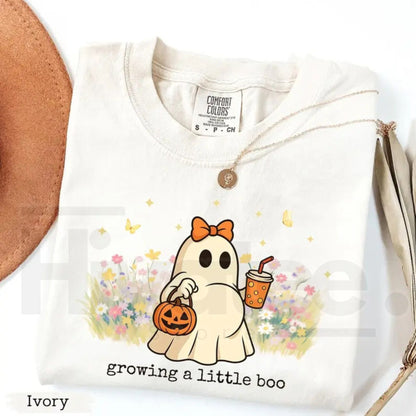 Comfort Colors Growing A Little Boo Halloween Maternity Shirt
