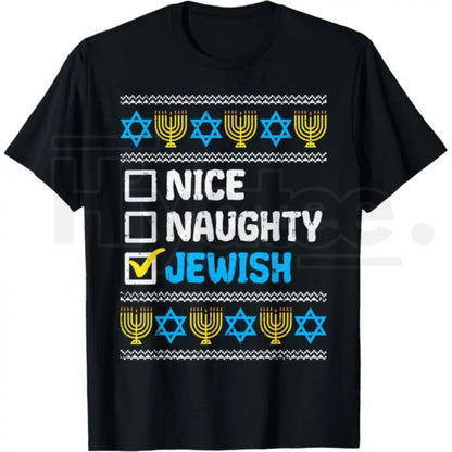 "Naughty Jewish Hanukkah" – Funny Festival of Lights Graphic Top
