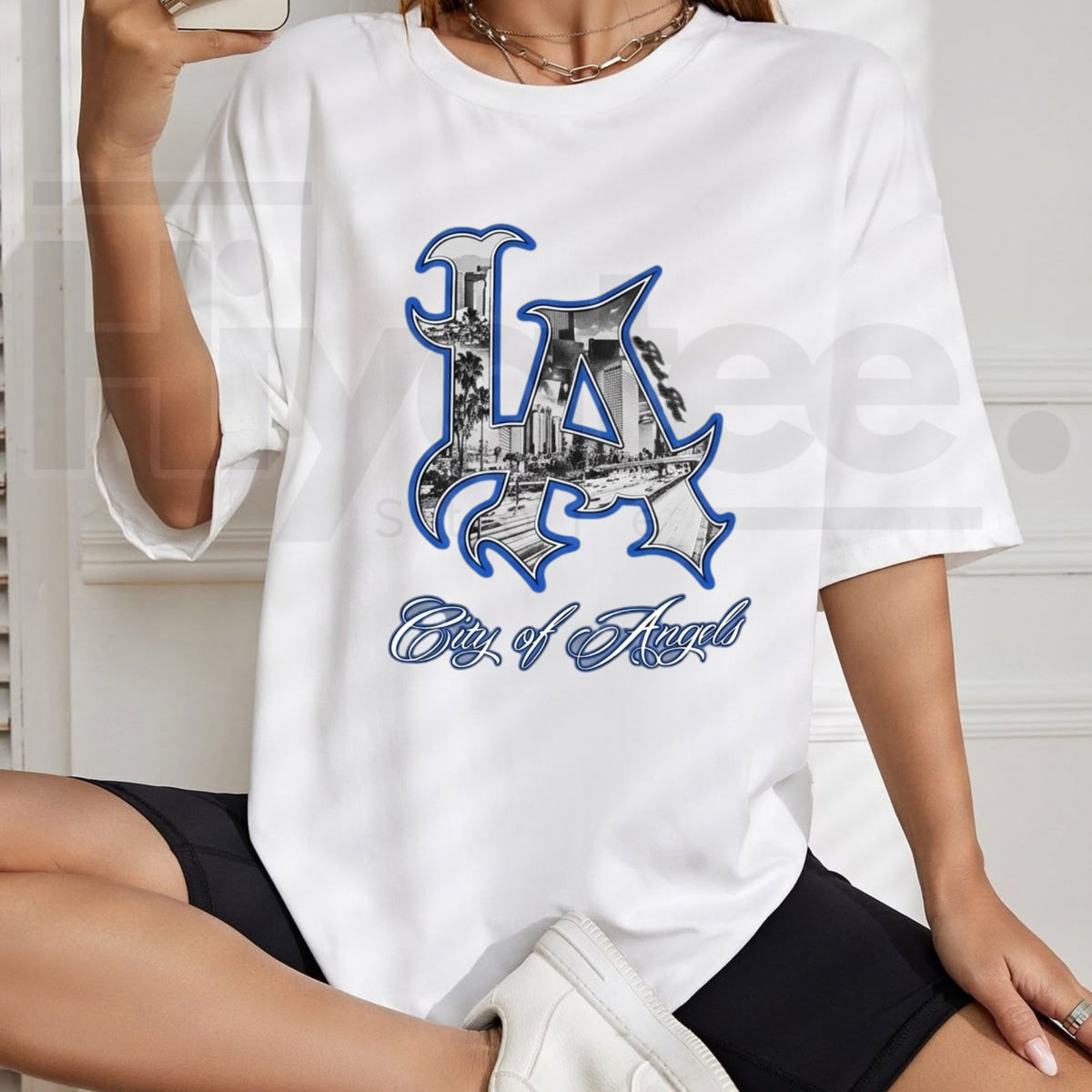 Men's LA Art City Chicano Mexican Lowrider Oversized Graphic T-Shirt