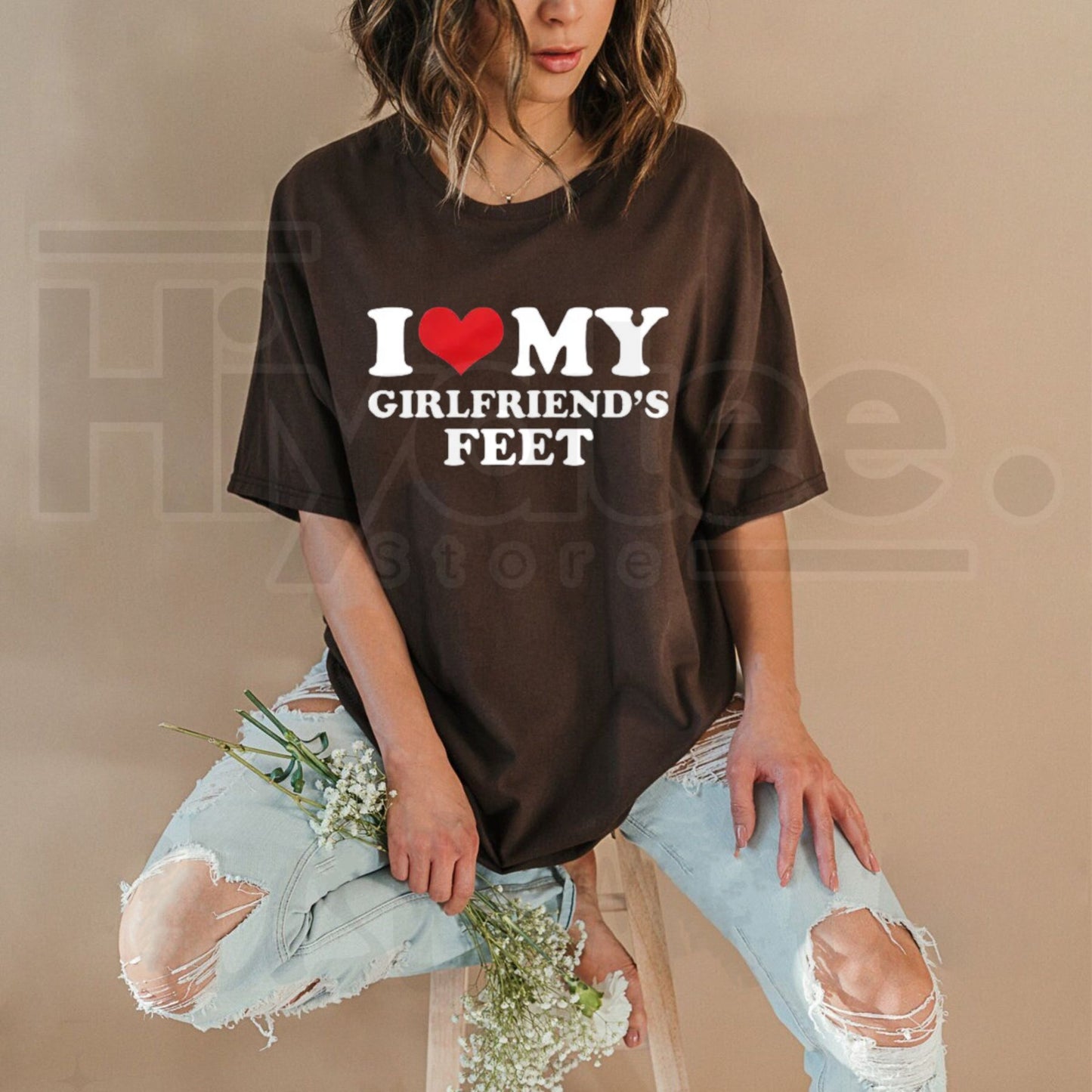 I Love My Girlfriend's Feet T-Shirt – Funny Relatable Couple Graphic Tee