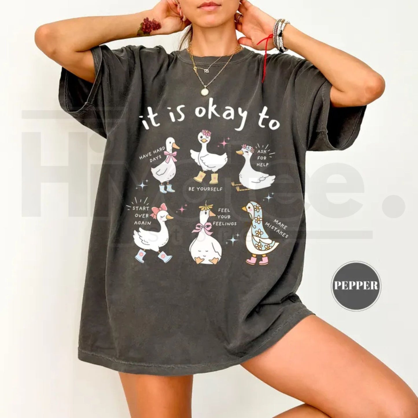 Cute Mental Health Goose Shirt Motivational Duck Positive Affirmation Tee