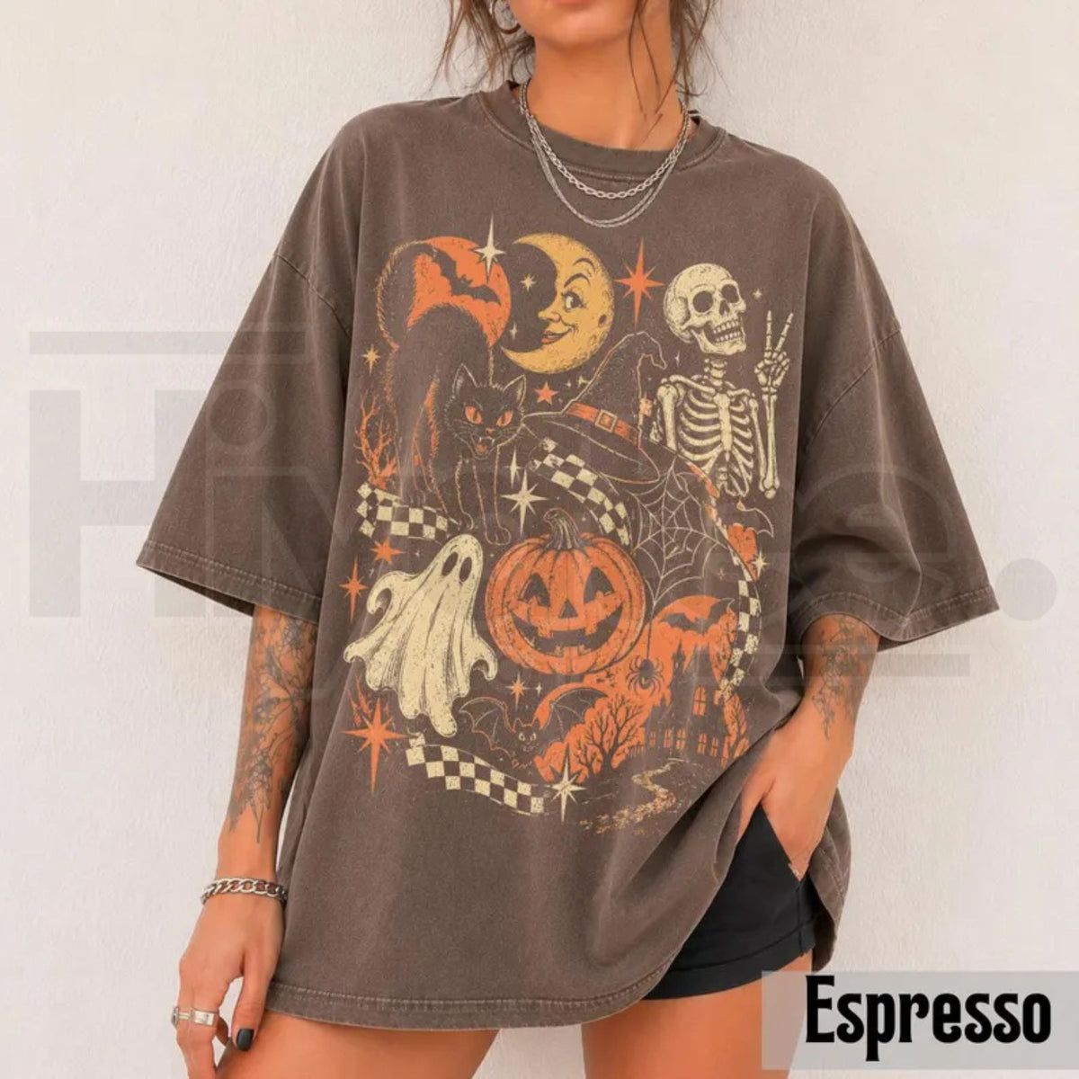 Retro Halloween Y2K Ghost Skeleton Comfort Colors Tee