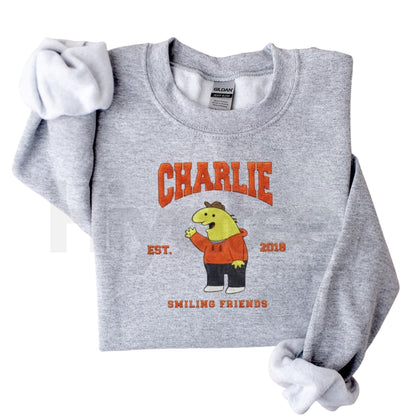 Smiling Friends Embroidered Sweater – Cute 2025 Christmas Friendship Crewneck