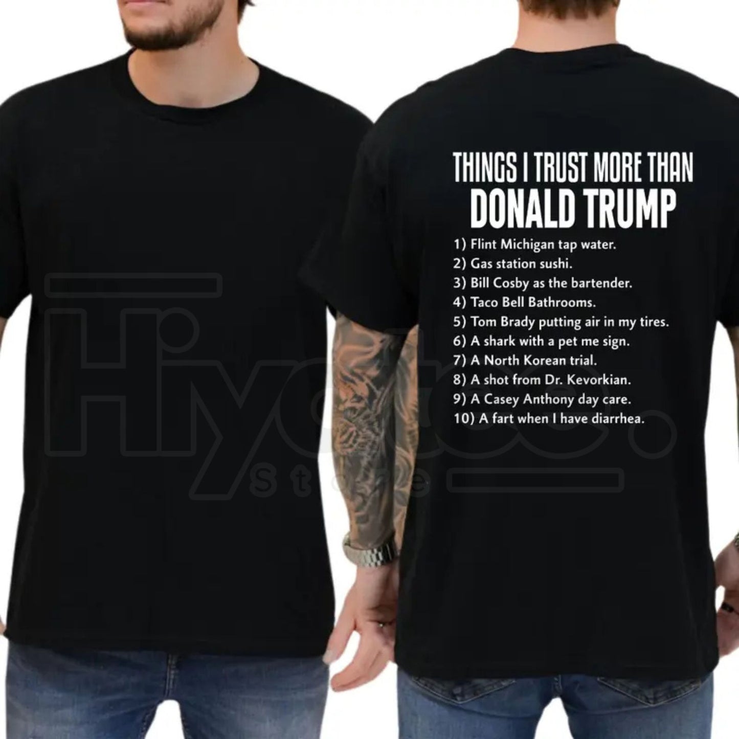 Things I Trust More Than Donald Trump T-Shirt – Funny Democrat Liberal Tee, Sarcastic Anti-Trump 8647 Political Graphic Shirt