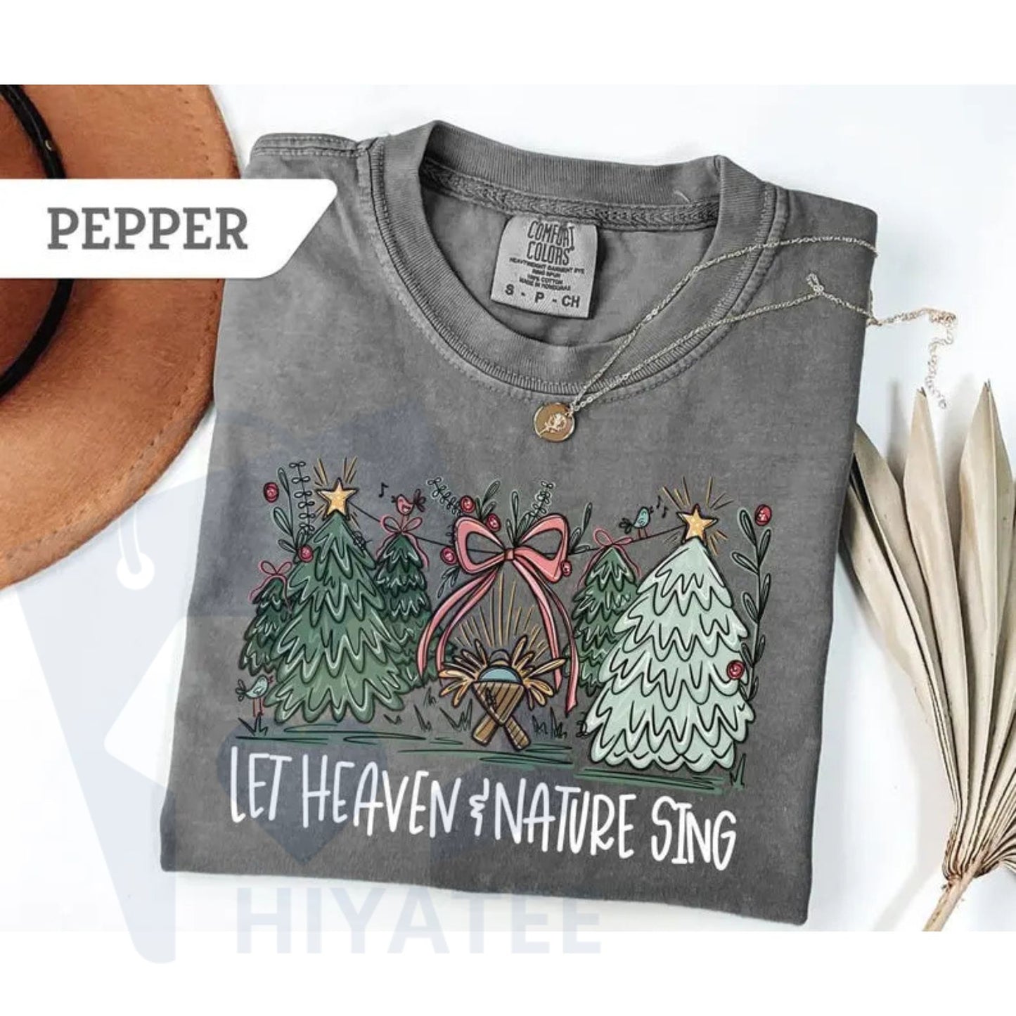 Comfort Colors "Let Heaven & Nature Sing" Christmas T-Shirt – Joy to the World Christian Tee, Inspirational Holiday Gift