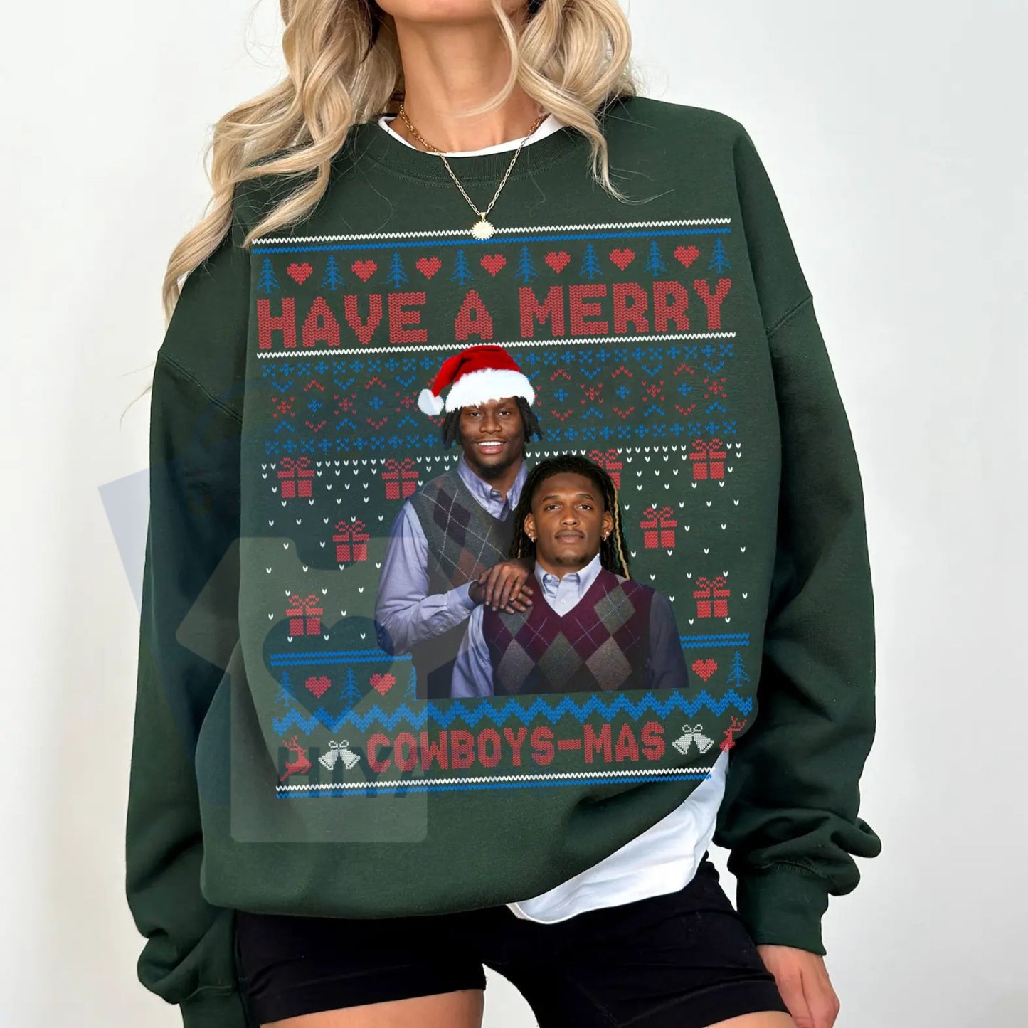 Merry Pickens Lamb Christmas Ugly Graphic Sweatshirt: Best Duo Pic and CeeD Christmas Sweater, NFL Fan Holiday Gift