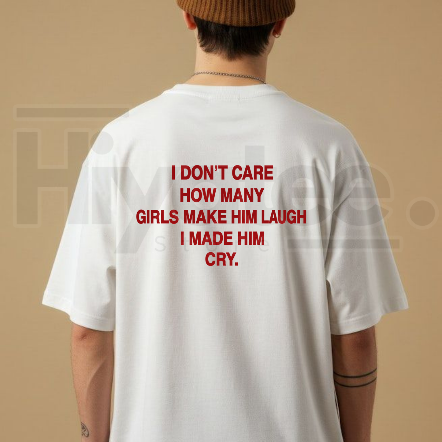 Trendy Savage Quote Shirt – I Made Him Cry Brown Oversized Graphic Tee