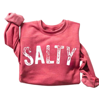 Salty Retro Summer Beach Crewneck Sweatshirt – Aesthetic Coastal Vacation Pullover, Cozy Graphic Sweater
