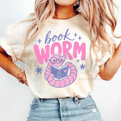 Comfort Colors Book Worm Reading Teacher Librarian Tee