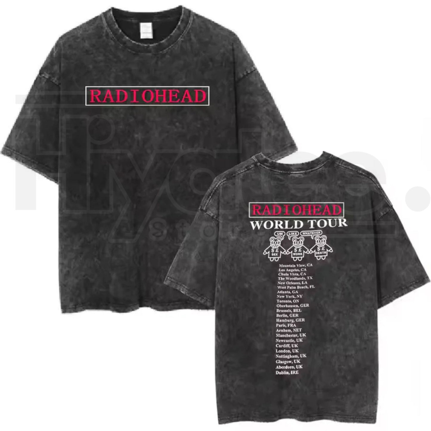 Radiohead Rock Band Vintage T-Shirt – Washed Hip Hop Music Oversized Tee