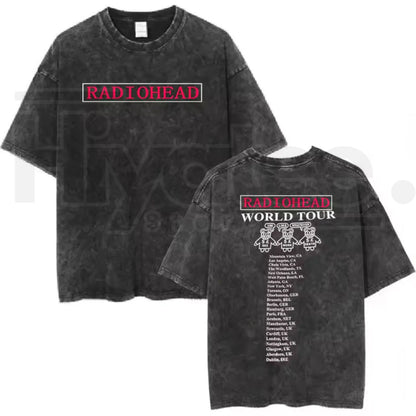 Radiohead Rock Band Vintage T-Shirt – Washed Hip Hop Music Oversized Tee