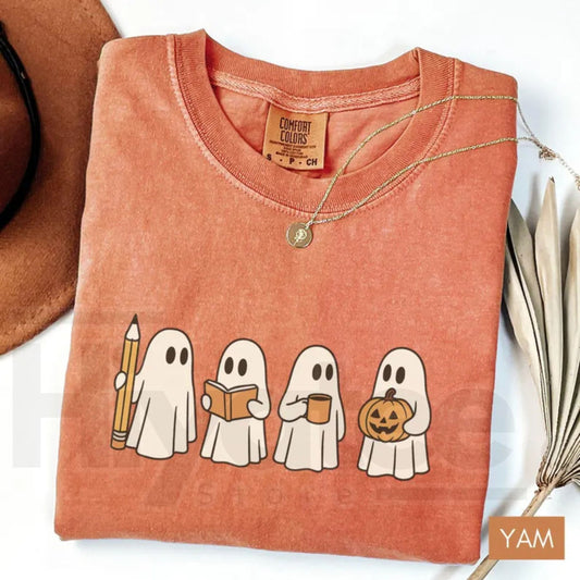 Halloween Teacher Shirt Comfort Colors Spooky Teacher Ghost Fall Tee