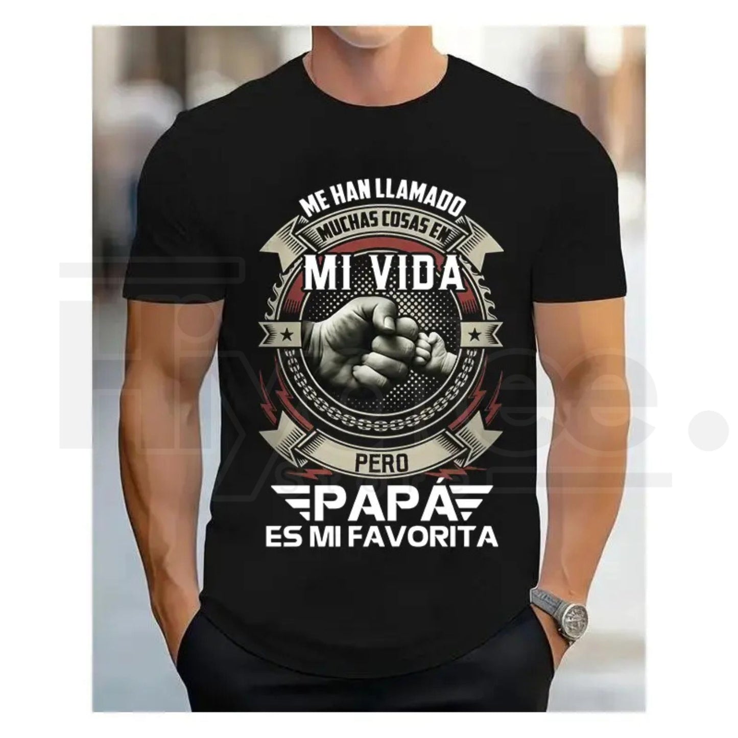 Papá Es Mi Favorito T-Shirt – Funny Spanish Father’s Day Gift Tee, Cool Fist Bump Latino Dad Shirt