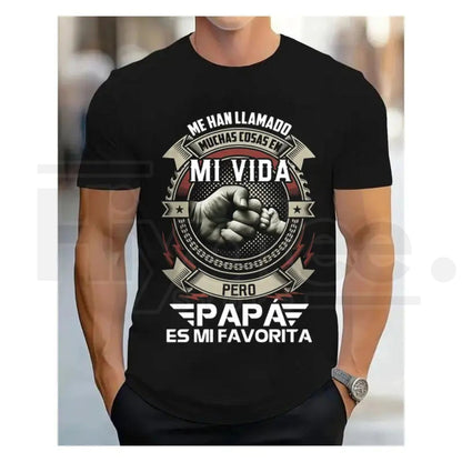 Papá Es Mi Favorito T-Shirt – Funny Spanish Father’s Day Gift Tee, Cool Fist Bump Latino Dad Shirt