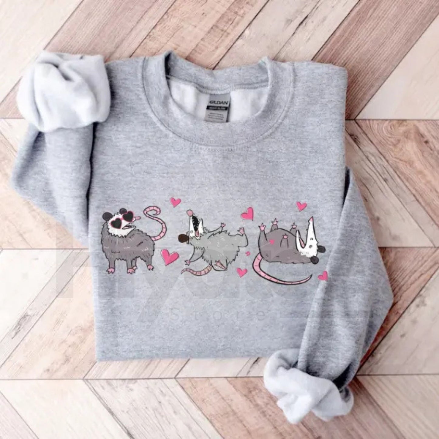 Funny Possum Valentine Sweatshirt: Cute Opossum Love Heart Crewneck Gift