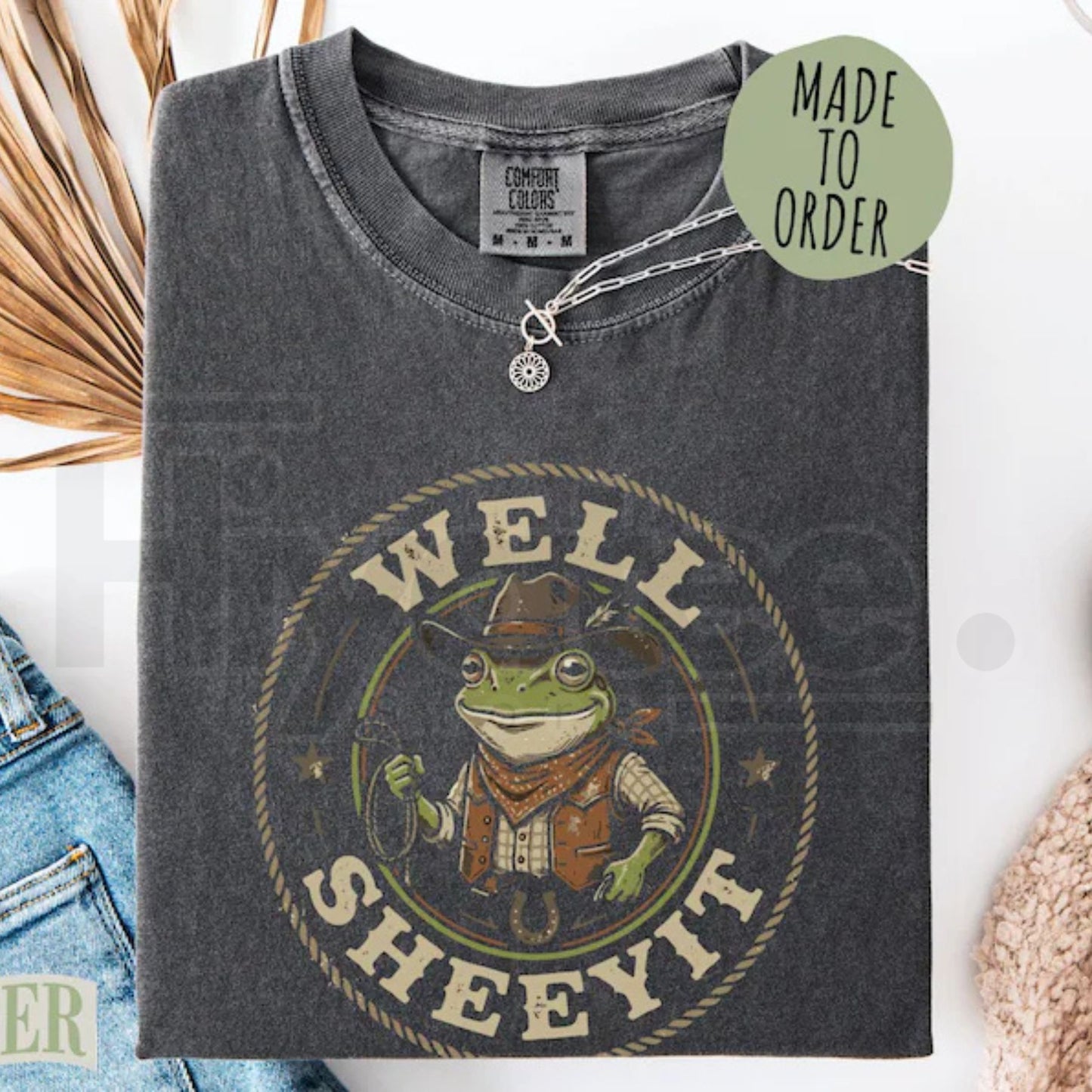 Well Sheeyit Cowboy Frog Shirt Vintage Country Western Toad Tee Funny Meme Top