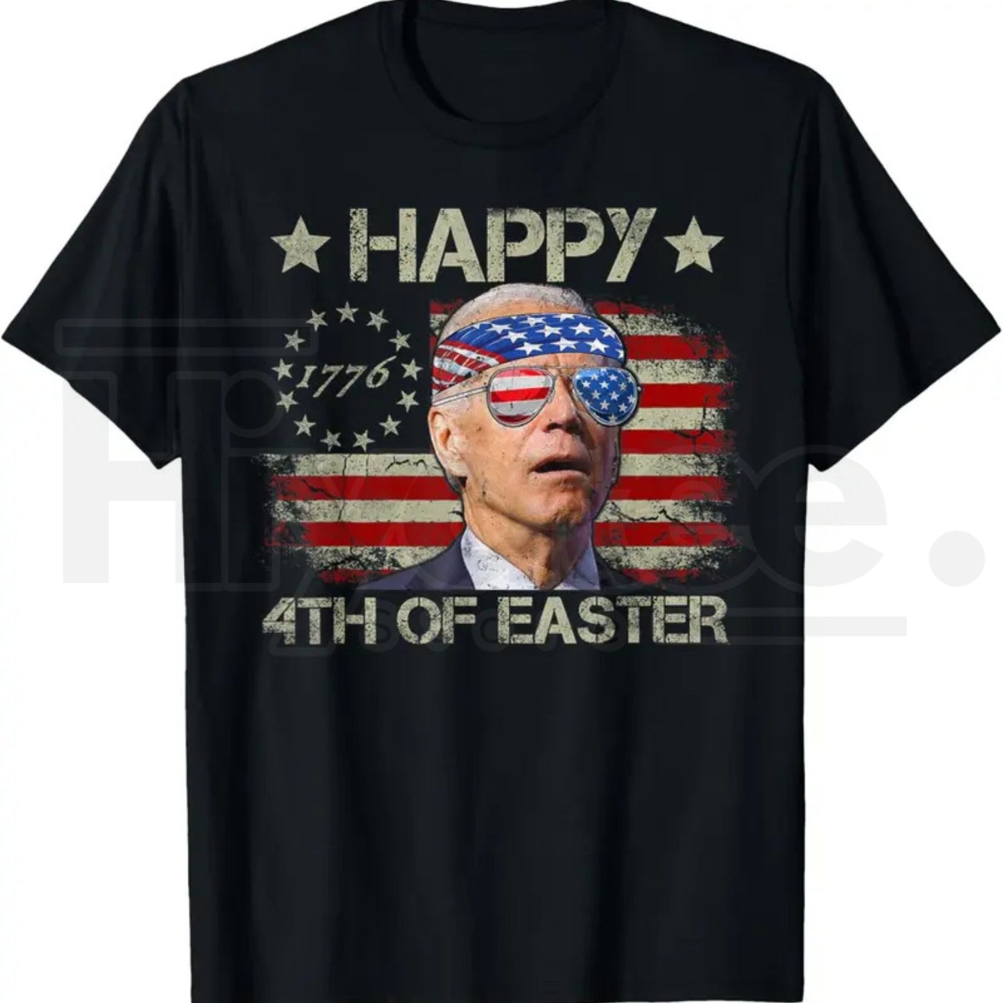 Funny Joe Biden Happy 4th of Easter T-Shirt – 250th Anniversary 4th of July Men's Flag Tee