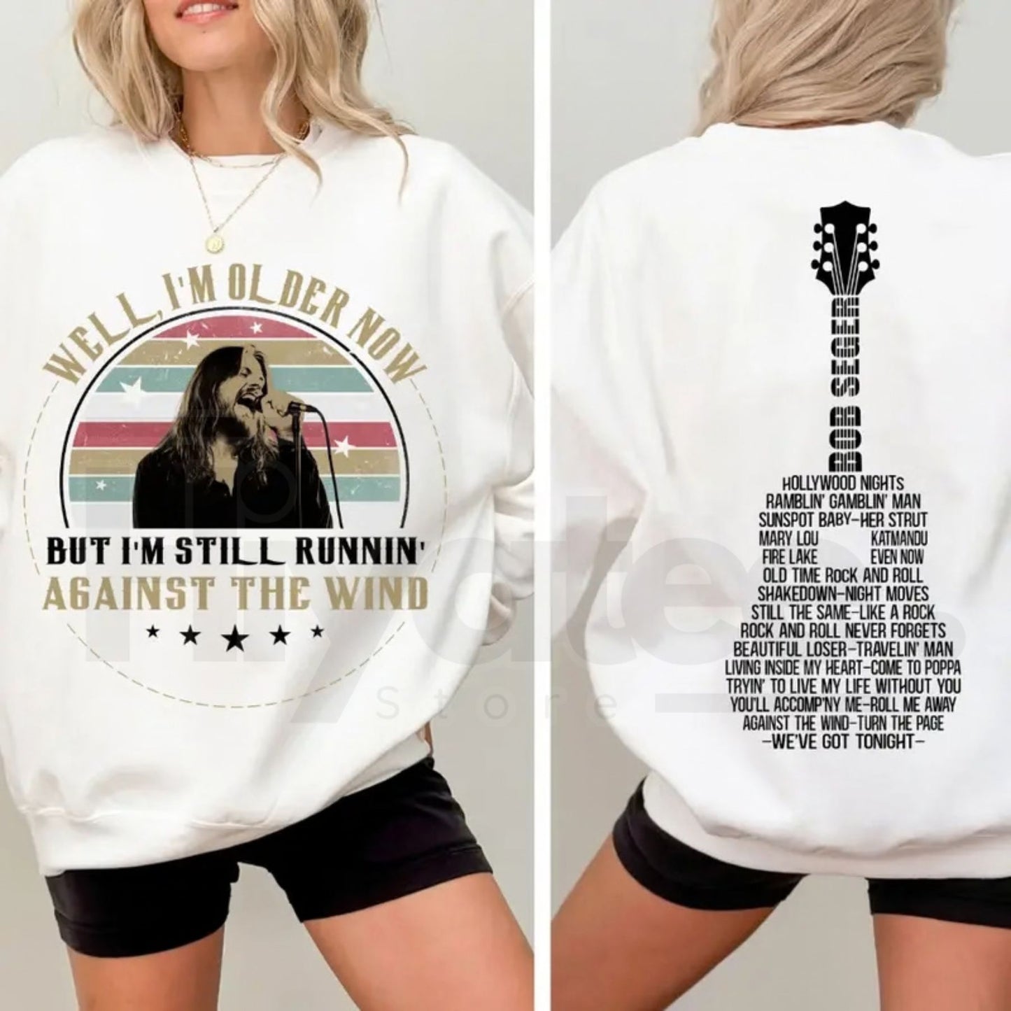 2-Sided Bob Seger Vintage Quotes Shirt: "Well I'm Older Now I'm Still Running" Music Lover Tee - Hiyatee