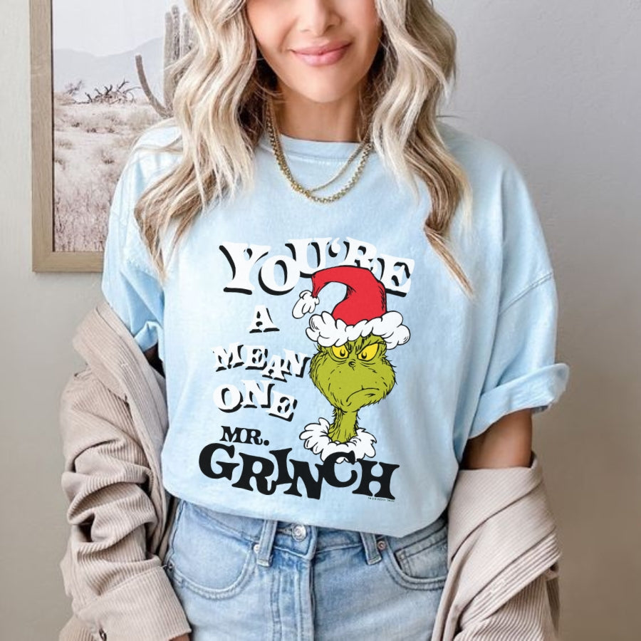 Men's Dr. Seus Christmas Grinch You're a Mean One Portrait Graphic T-Shirt - Hiyatee