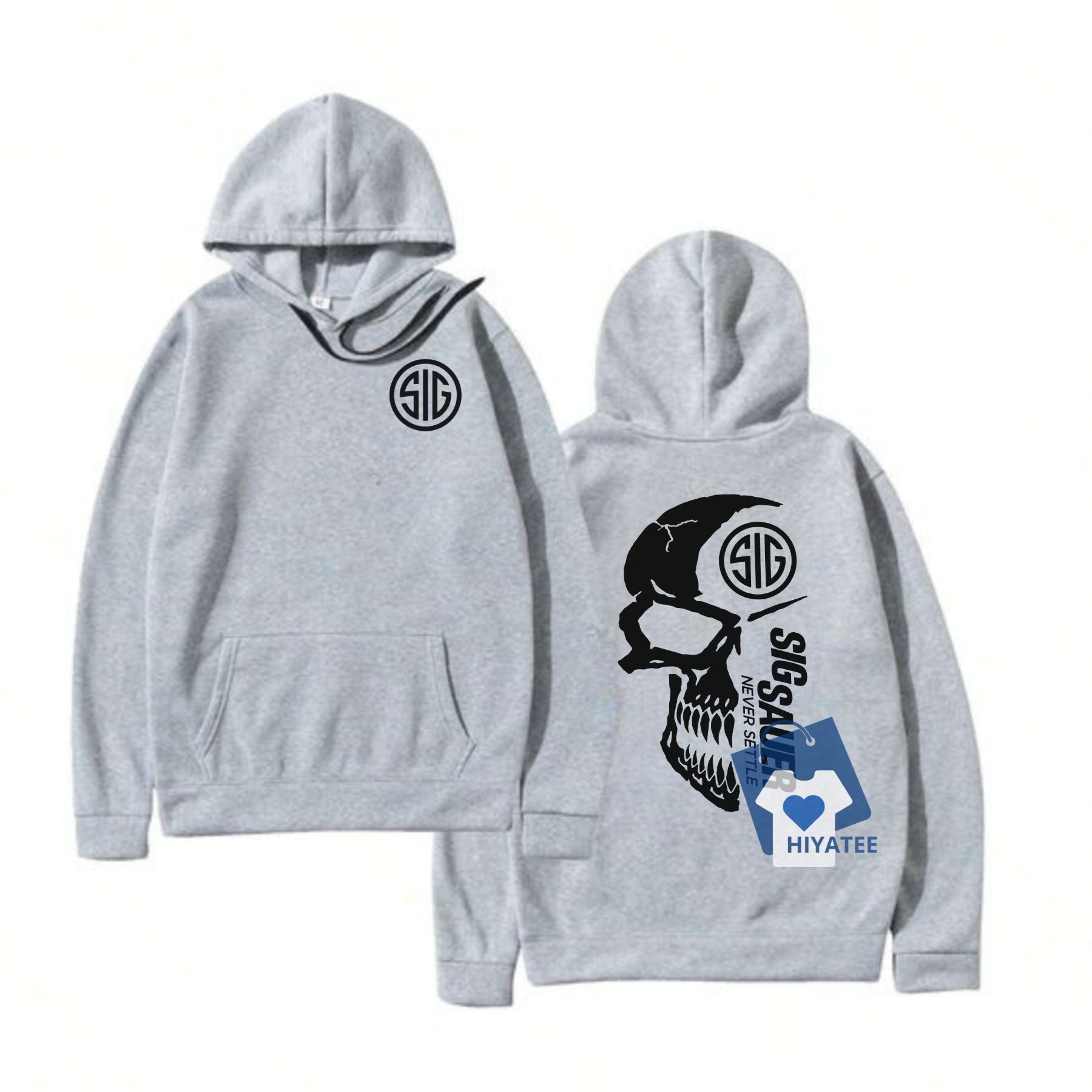 2024 Summer Men's Sig Sauer Never Settle Hoodie – Military-Style Cotton Pullover-Hiyatee