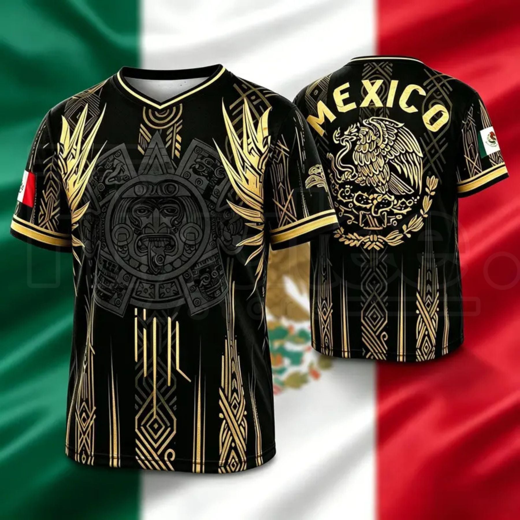 2026 Mexico Soccer Jersey – Chichén Itzá Pyramid Graphic Retro Football Shirt, All-Over Print Casual Sportswear - Hiyatee
