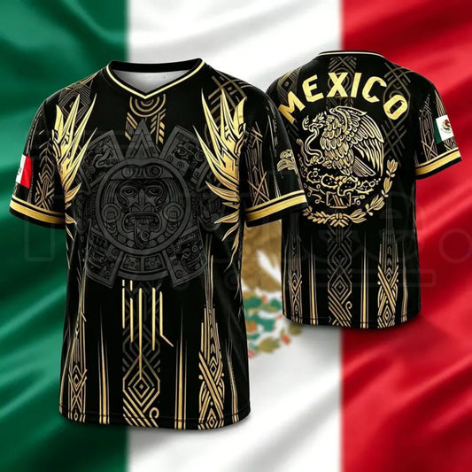 2026 Mexico Soccer Jersey – Chichén Itzá Pyramid Graphic Retro Football Shirt, All-Over Print Casual Sportswear - Hiyatee