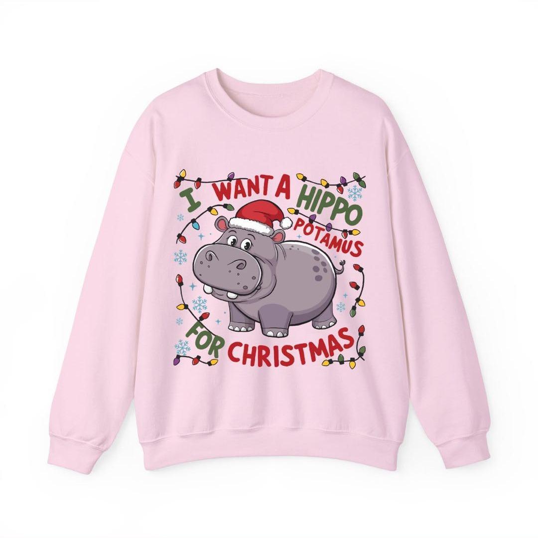 Cute A Hippopotamus For Christmas Shirt,  I Want A Hippo Potamus For Christmas Sweatshirt Clothing Cotton - Hiyatee