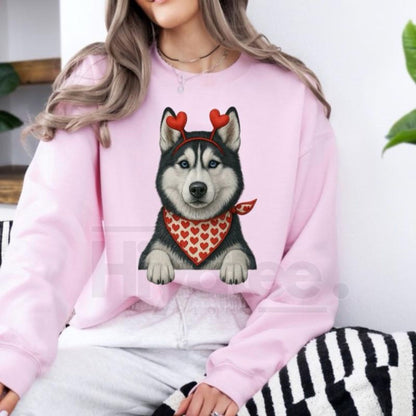 Valentines Dog Sweatshirt: Cute Custom Pet Lover Pullover, Heart Pattern Puppy Hoodie
