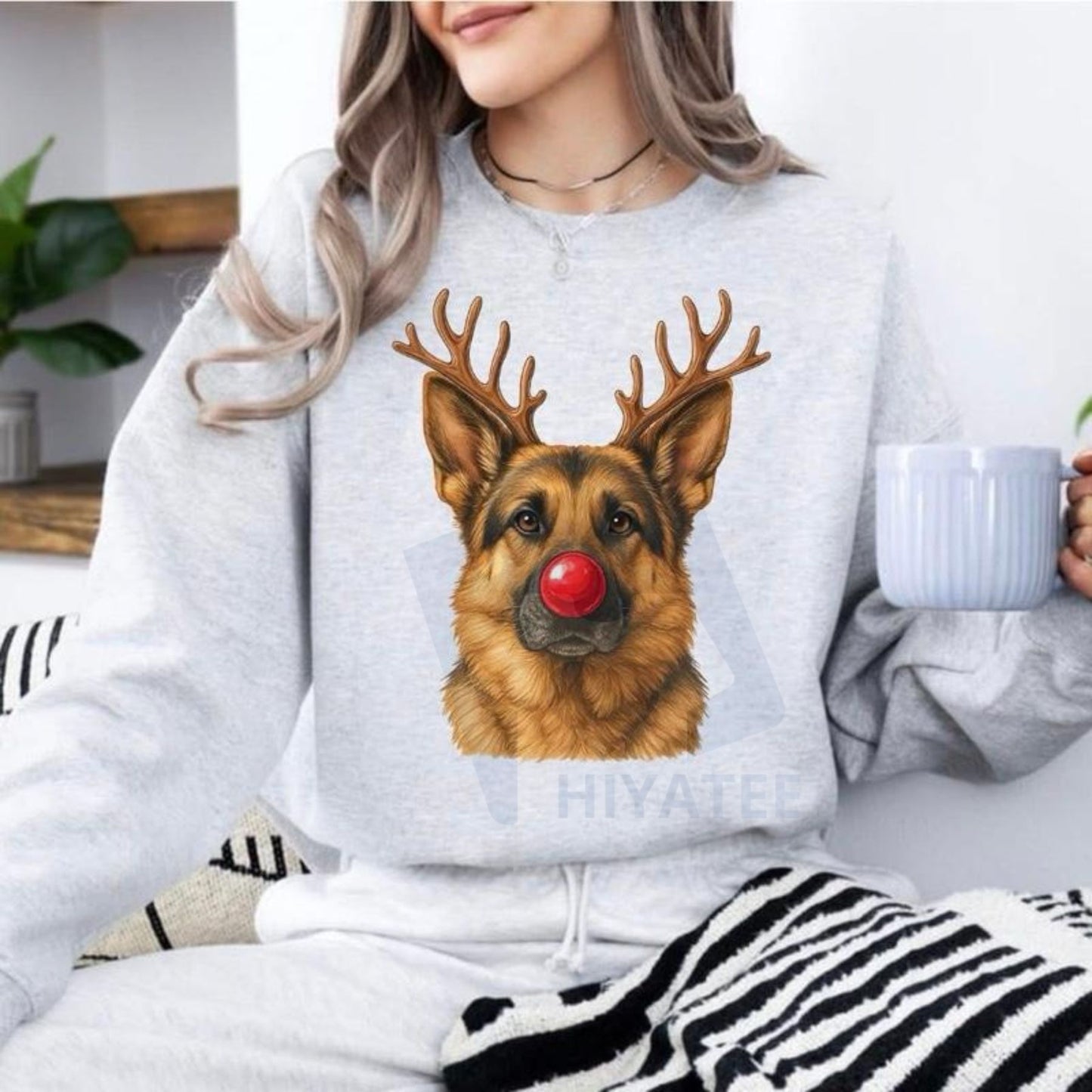 Christmas Reindeer Dog Sweatshirt: Cute Holiday Pet Graphic Pullover, Festive Dog Lover Crewneck, Unisex Gift
