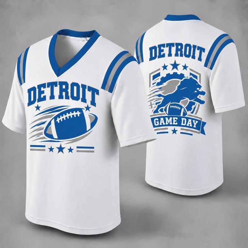 Custom Football Fan Jersey, White Mesh V-Neck Game Day Top, Unisex American Football Apparel for All 32 Teams