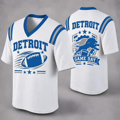 Custom Football Fan Jersey, White Mesh V-Neck Game Day Top, Unisex American Football Apparel for All 32 Teams