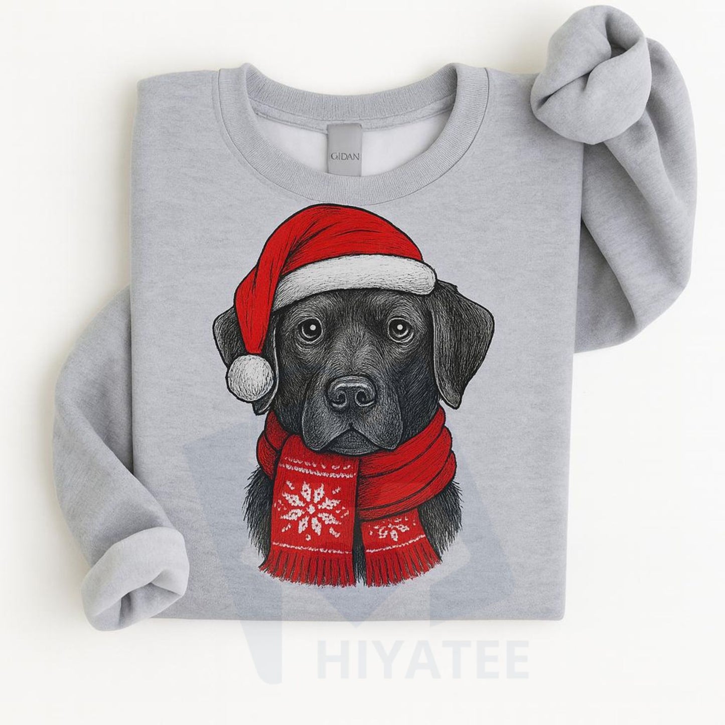Santa Paws Christmas Hat Dog Sweatshirt: 50 Dog Breeds in Festive Santa Hats, Gildan Unisex Holiday Pullove