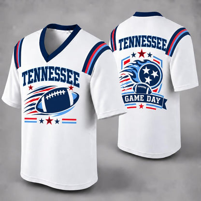 Custom Football Fan Jersey, White Mesh V-Neck Game Day Top, Unisex American Football Apparel for All 32 Teams