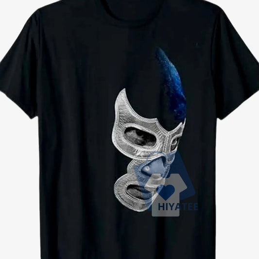 M5 Mex Art Demon Blue T-Shirt – Lucha Libre Legend Graphic Tee, Mexican Wrestling-Inspired Streetwear
