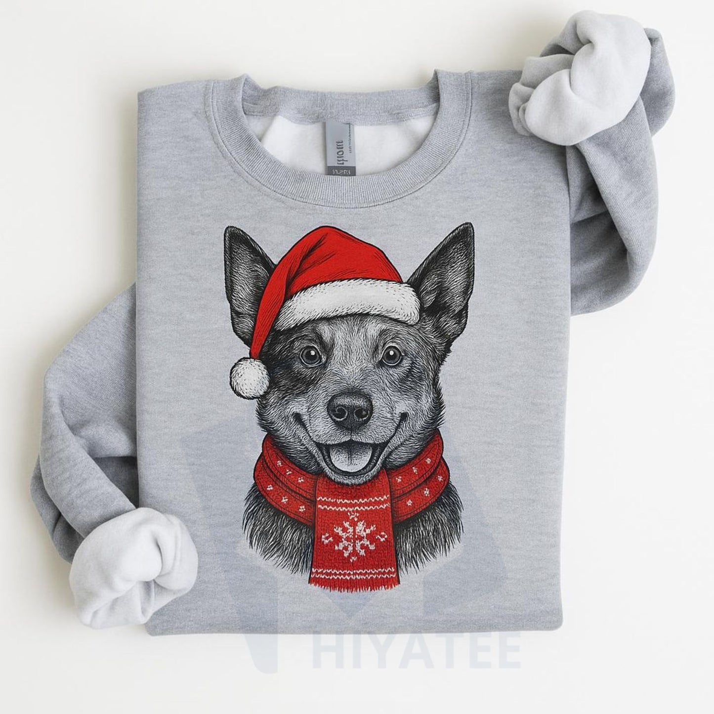 Santa Paws Christmas Hat Dog Sweatshirt: 50 Dog Breeds in Festive Santa Hats, Gildan Unisex Holiday Pullove