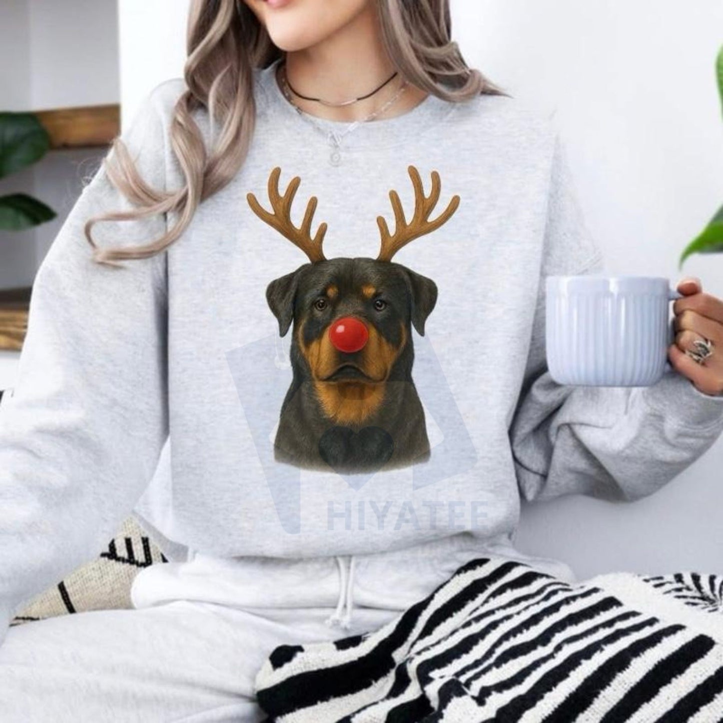 Christmas Reindeer Dog Sweatshirt: Cute Holiday Pet Graphic Pullover, Festive Dog Lover Crewneck, Unisex Gift