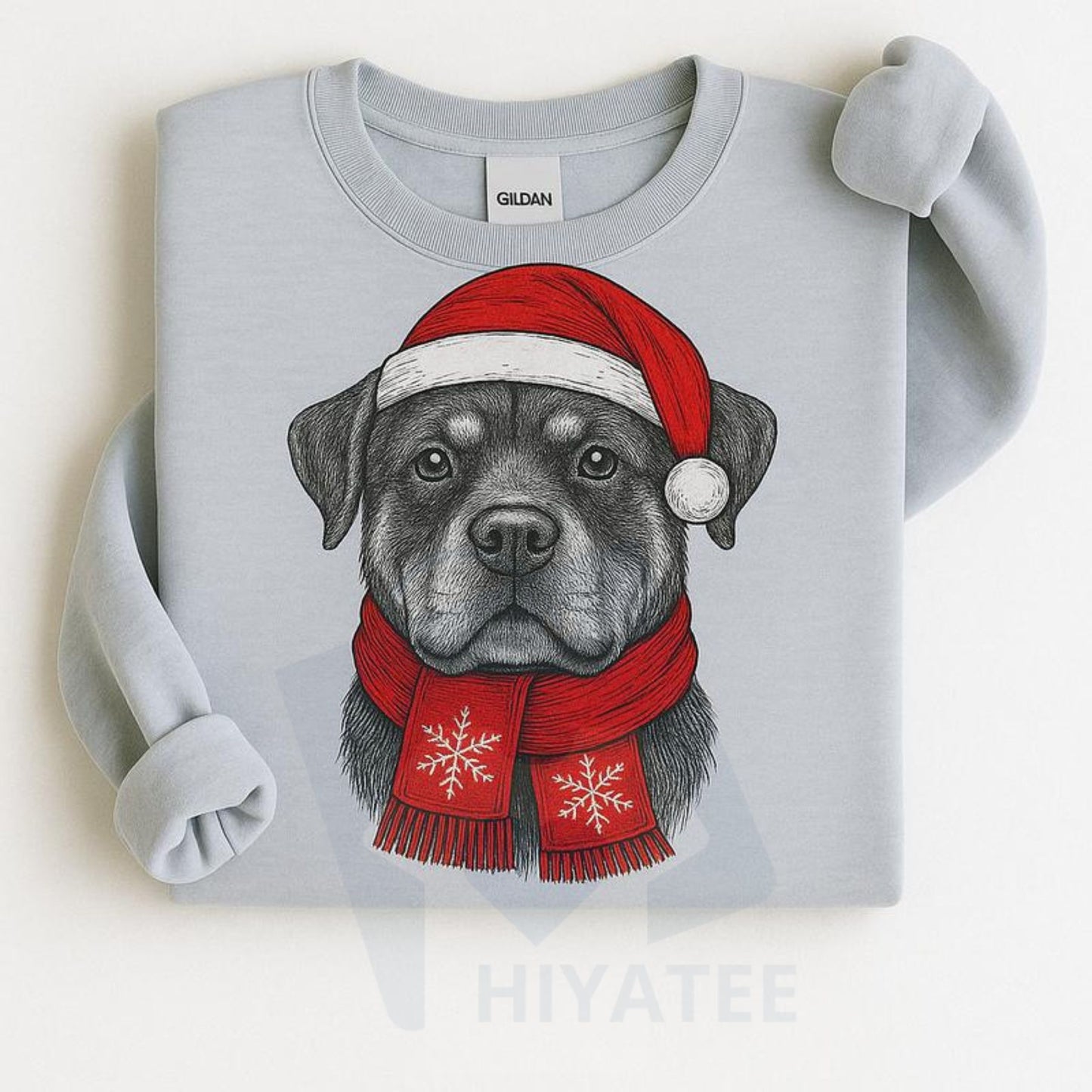 Santa Paws Christmas Hat Dog Sweatshirt: 50 Dog Breeds in Festive Santa Hats, Gildan Unisex Holiday Pullove