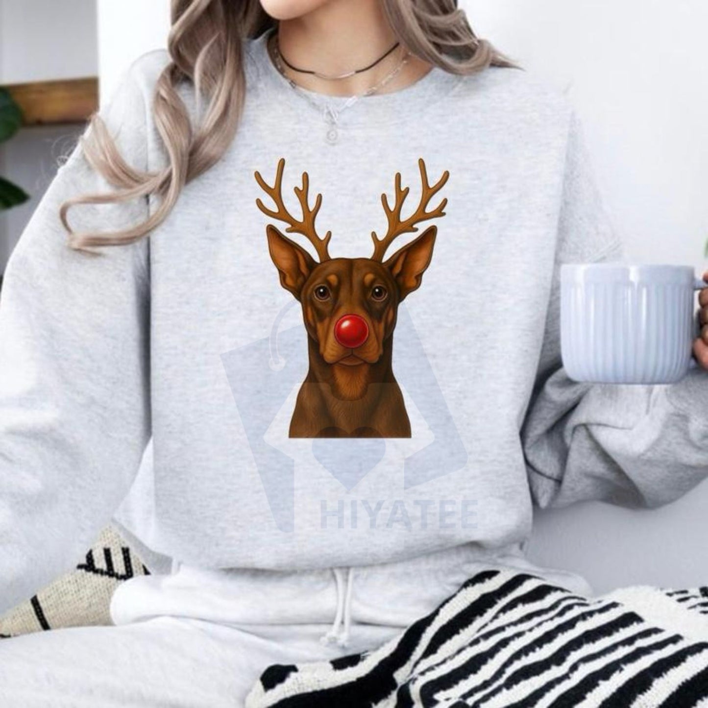 Christmas Reindeer Dog Sweatshirt: Cute Holiday Pet Graphic Pullover, Festive Dog Lover Crewneck, Unisex Gift