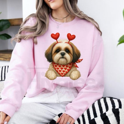 Valentines Dog Sweatshirt: Cute Custom Pet Lover Pullover, Heart Pattern Puppy Hoodie