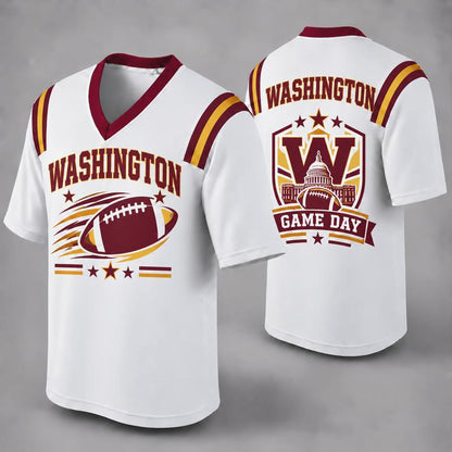 Custom Football Fan Jersey, White Mesh V-Neck Game Day Top, Unisex American Football Apparel for All 32 Teams