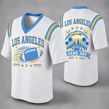 Custom Football Fan Jersey, White Mesh V-Neck Game Day Top, Unisex American Football Apparel for All 32 Teams